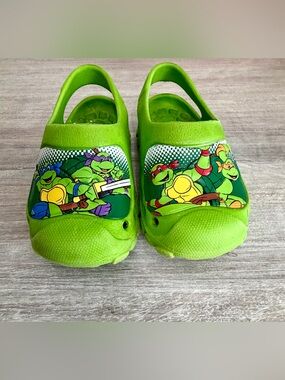 Mutant Ninja Turtles Green Cartoon Slip Resistant Clogs Slides Water Shoes 7/8